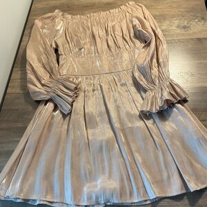 Double Crazy Frill Off Shoulder Silky Dress